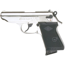Load image into Gallery viewer, Replica James Bond PPK Style Nickel Finish 9MM Blank Firing Automatic Gun
