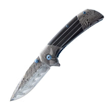 Load image into Gallery viewer, Titanium & Damascus Folding Knife "BLACK"