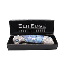 Load image into Gallery viewer, Titanium & Damascus Folding Knife "BLUE"