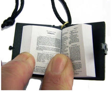 Load image into Gallery viewer, MINI HOLY BIBLE ON BLACK CORD NECKLACE