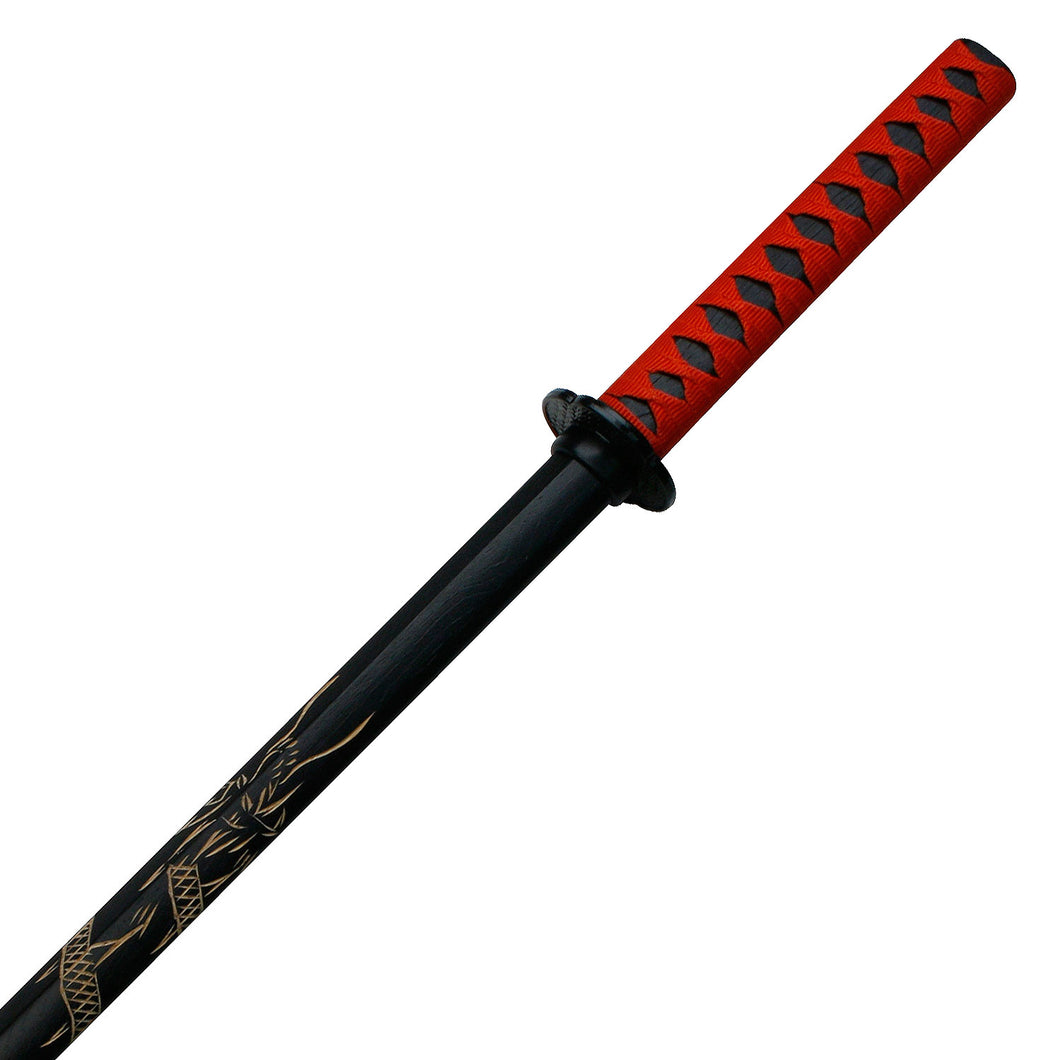 BLADESUSA - MARTIAL ARTS TRAINING EQUIPMENT - SAMURAI WOODEN TRAINING SWORD WITH ENGRAVED DRAGON