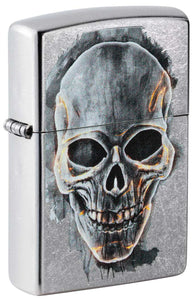 Zippo Lighter: Skull Watercolor - Street Chrome 49962