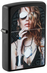 Zippo Lighter: Tattoo Woman - Black Matte 49981