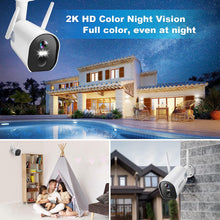 Load image into Gallery viewer, AlkiVision Security Cameras Wireless Outdoor - 2K HD Color Night Vision AI Motion Detection WiFi Wireless Cameras for Home Security, Spotlight Siren Alarm Camera with 2-Way Audio, Cloud/SD Storage
