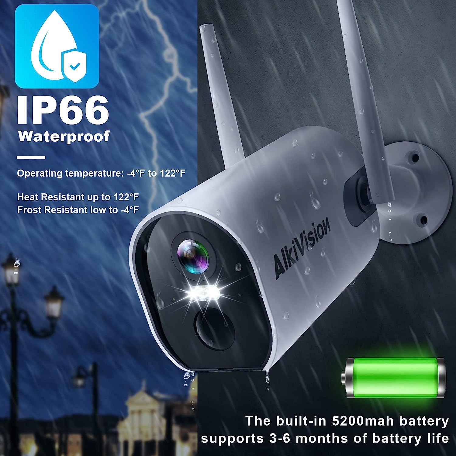 AlkiVision Security Cameras Wireless Outdoor - 2K HD Color Night Visio ...