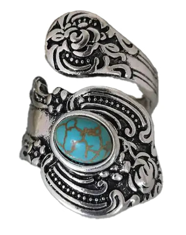 Wrap Around Western Turquoise Color Stone Ring