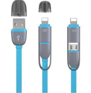 3 FT 2 in 1 Exchangeable Head Multi Cable for Phone & Android/ Micro USB