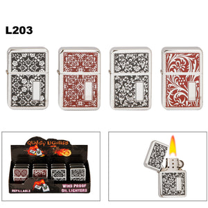OIL LIGHTERS ASSORTED CHROME PATTERNS~ LIGHTER FLUID NOT INCLUDED
