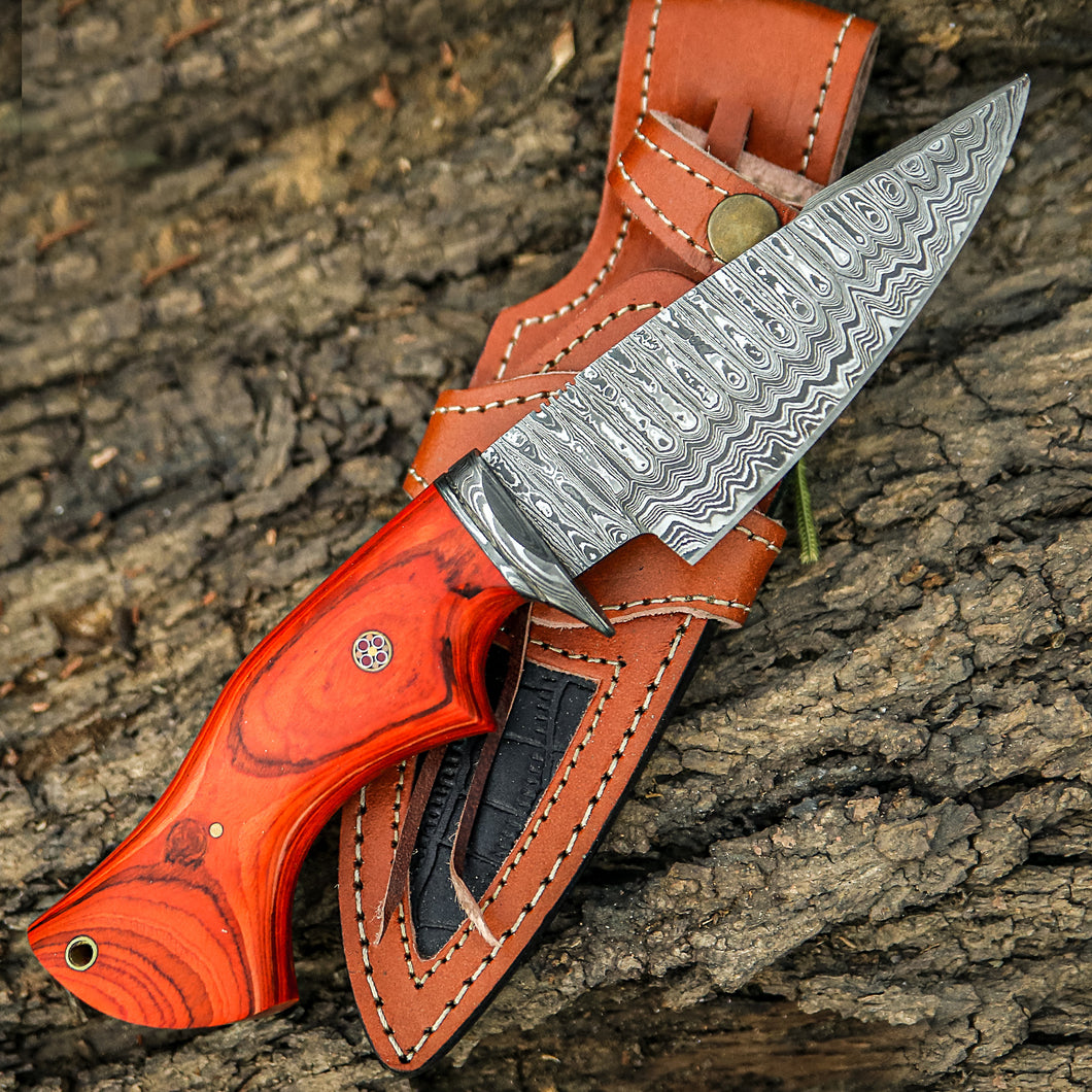 10′ Handmade Damascus Steel Knife with Leather Sheath