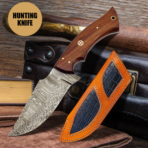 9.5′ Handmade Damascus Steel Hunting Knife with Leather Sheath