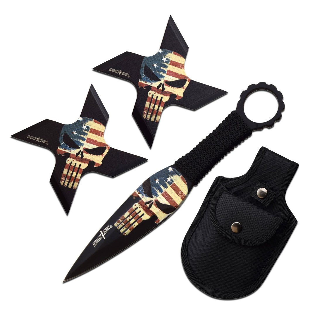 Perfect Point - Throwing Stars (Set of 2) and 1 Throwing Knife