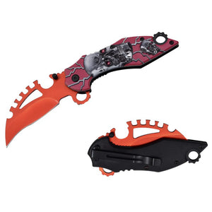 5" RED SKULL 3D HANDLE KARAMBIT KNIFE