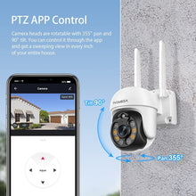 Load image into Gallery viewer, INQMEGA TUYA PTZ Camera Outdoor, 3MP Security Home Surveillance Camera with 2.4G WiFi, Waterproof IP Wireless Camera, Color Night Vision，Two-Way Audio, Motion Detection, Cloud &amp; SD Card
