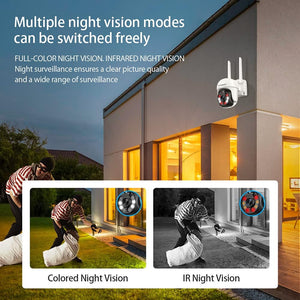 INQMEGA TUYA PTZ Camera Outdoor, 3MP Security Home Surveillance Camera with 2.4G WiFi, Waterproof IP Wireless Camera, Color Night Vision，Two-Way Audio, Motion Detection, Cloud & SD Card