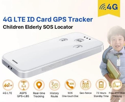 4G Elder-Student ID Card GPS Tracker 4G Personal SOS Alarm.