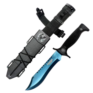 Defender-Xtreme 12" Blue Blade Stainless 3CR13 Steel Hunting Knife with Sheath