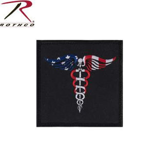 Rothco Caduceus Medical Symbol American Flag Patch with Hook Back
