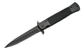 BLACK STILETTO TYPE FOLDING KNIFE