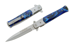 BLUE STILETTO TYPE FOLDING KNIFE