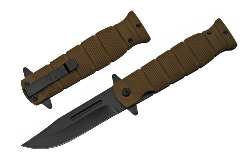 BROWN RUBBER FPOCKET ASSISTED KNIFE