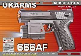 UK Arms 66AF Airsoft Spring Pistol with Laser and Flashlight