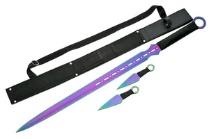 28" NINJA SWORD WITH 2 PC THROWING KNIVES