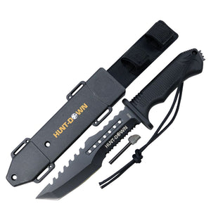 Hunt-Down 12" Hunting Tactical Survival Knife with Fire Starter and ABS Sheath