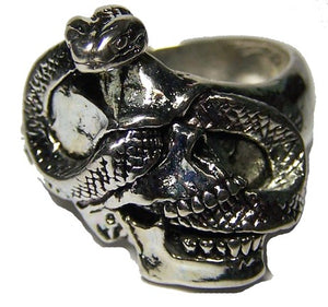 SNAKE IN SKULL BIKER RING