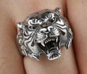 ROARING TIGER HEAD METAL BIKER RING