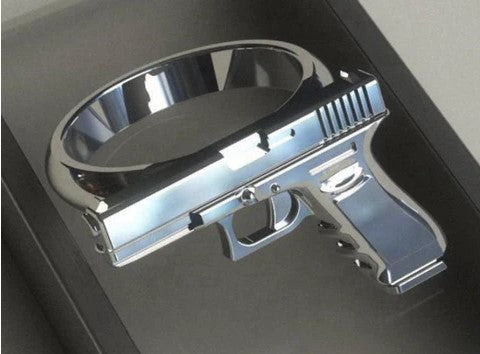 SILVER PISTOL METAL BIKER RING