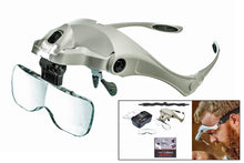 Load image into Gallery viewer, 2-IN-1 Illuminated Head Magnifier W/ Head Strap 5 Lens
