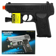 Load image into Gallery viewer, UK ARMS 6.5&quot; Black Plastic Airsoft Pistol Hand Gun Laser 160FPS
