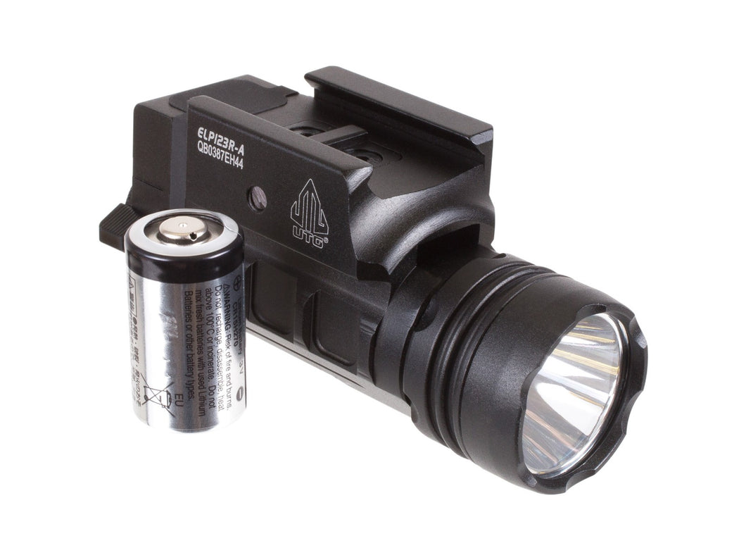 UTG Sub-Compact Pistol Flashlight, 400-Lumen CREE 3V LED, Picatinny Mount