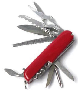 13 Function Swiss Army Style Pocket Knife Red - Camping Fishing Hunting