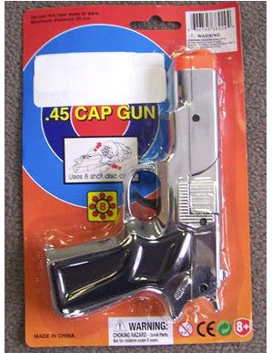 SILVER PLASTIC 45 MAG 8 SHOT CAP GUN